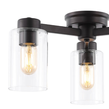 Orville 17" Farmhouse Industrial Iron Cylinder LED Semi Flush Mount - JONATHAN Y
